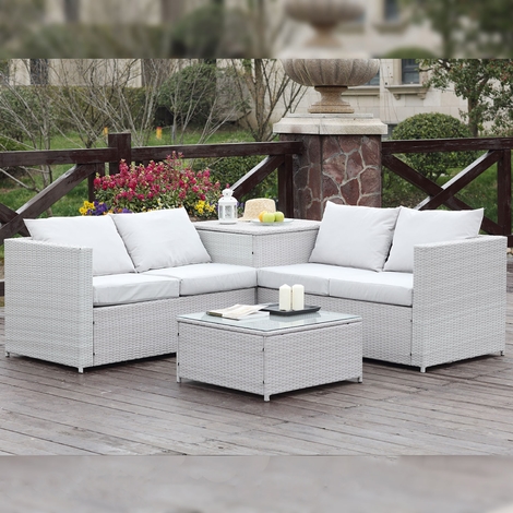 Salon de jardin résine tressée gris clair