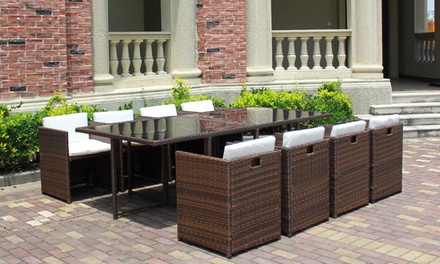 Salon de jardin luxe hamptons résine tressée 7 places